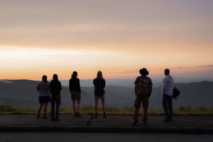 Tour of Asheville's Waterfalls and Parkway with group of people on mountain